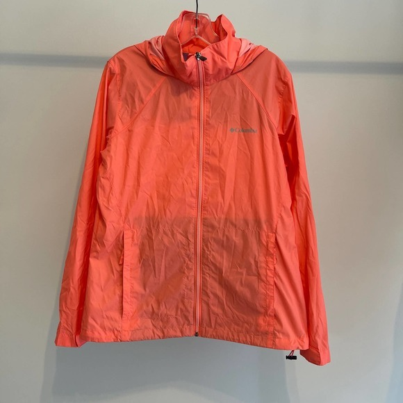 Columbia Sportswear‎ Coral Full Zip Hooded Rain Jacket Large Pre-Owned - Picture 1 of 6